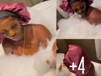 Omo your photographer is careful not to be seen, he deserves an award- Luchy Donalds stirs reactions as she share Bathtub video