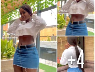 Actress Luchy Donald cause massive Reaction as she show herself wearing a sexy mini skirt (video)